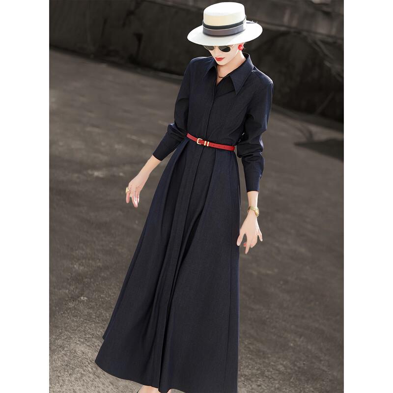 Elegant A-Line Long Sleeve Shirt Dress