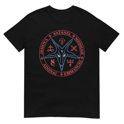 BAPHOMET -T-Shirt VINTAGE OKKULT CROWLEY SATANEL Kurzarm Unisex C@@L!!