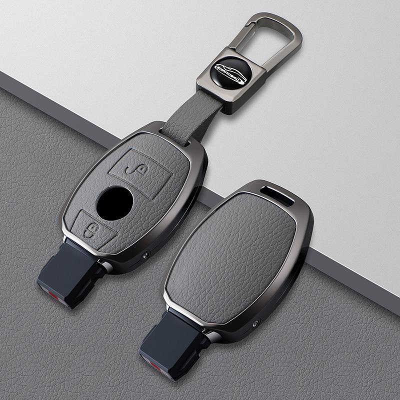 2/3 Button Zinc Alloy Leather Car Key Fob Case For Mercedes Benz A B C E Class Gls Gla Glk Glc Cls Cla W204 W205 W212 W463 W176