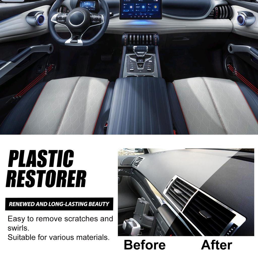 Shine Plastic Leather Restorer Revitalizer Long-Lasting Coating Car Rubber Renovator Glossy Clean Refurbish for Automotive