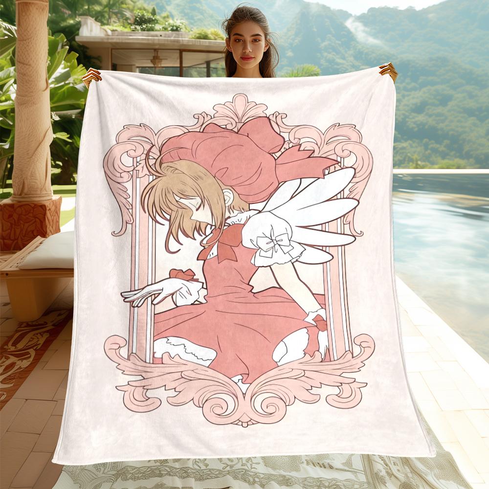 C-Cardcaptor Sakura Cute Cartoon Girl Print Blanket.Comfortable Flannel,Bedroom,Sofa,Bed,Chair,Gift,Picnics,Trips,Camp,Blankets.