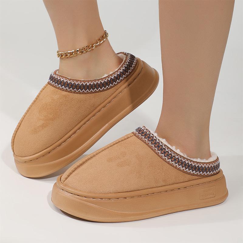 Winter bag and indoor thick-bottomed home fleece cotton slippers women's outer wear autumn and winter