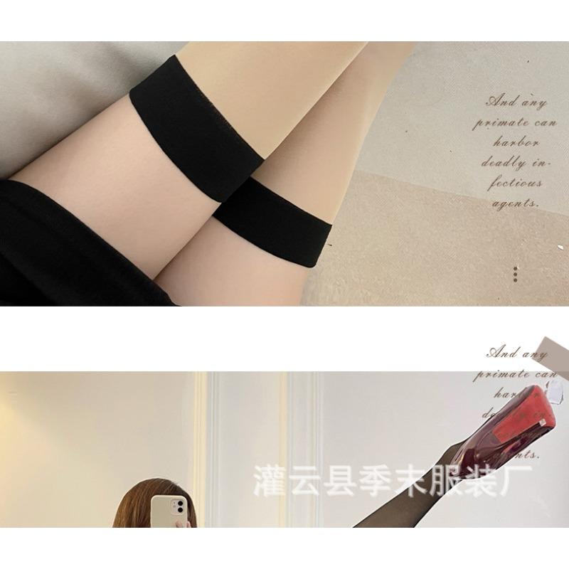 Women Sexy Sheer Red Edge Patchwork Over The Knee Thigh High Stockings