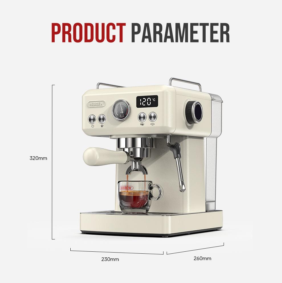 HiBREW H10A Semi Automatic Espresso Coffee Machine, 19Bar, Cold/Hot Coffee Maker