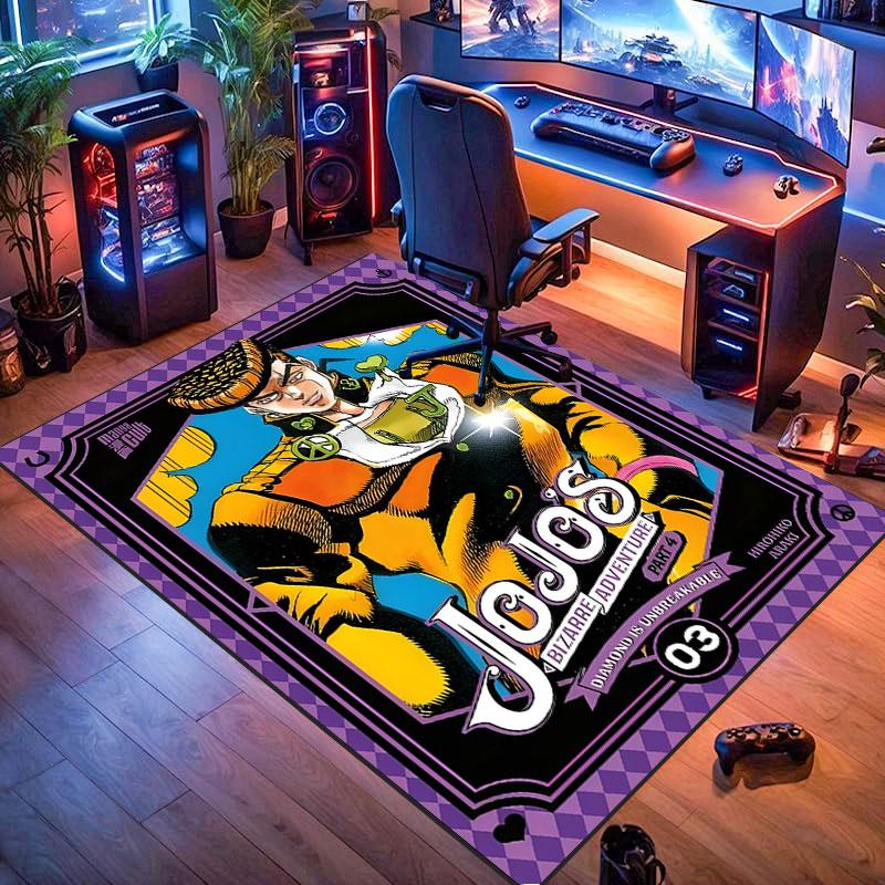 J-JoJo's Bizarre Adventure-themed rug, suitable for living room, bedroom, game room, computer room and home décor.