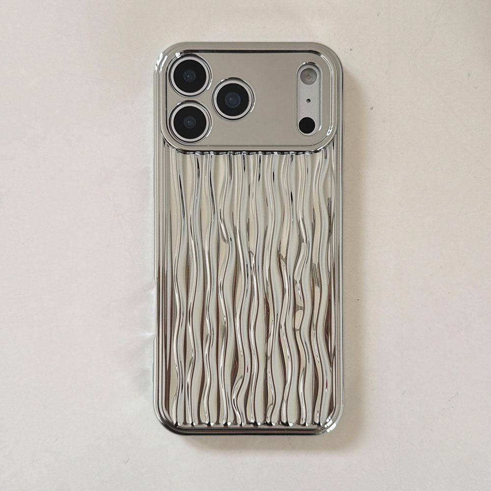 Silver Water Ripple Phone Case for iphone 17 16 15 14 13 11 12 Pro Max X XS Max XR Shockproof Soft Silicone Cover