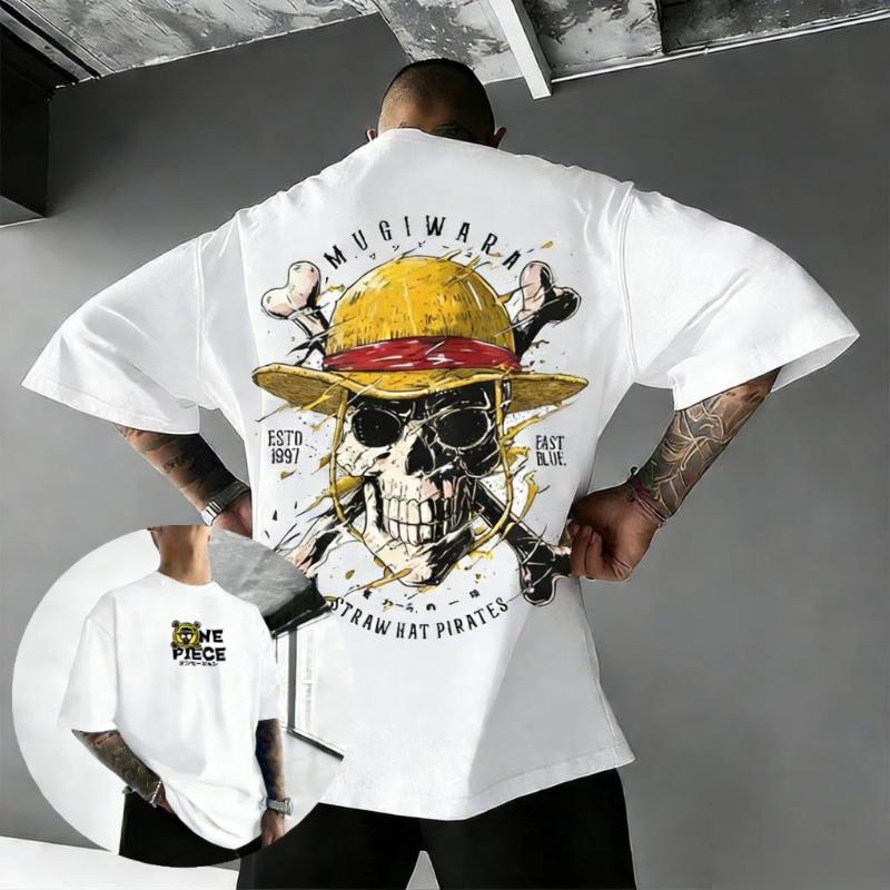 Unisex Oversize One Piece Skull Anime T Shirt Men Women Cotton Streetwear Casual Short Sleeve Top Graphic Tee Trendy 2026 Summer