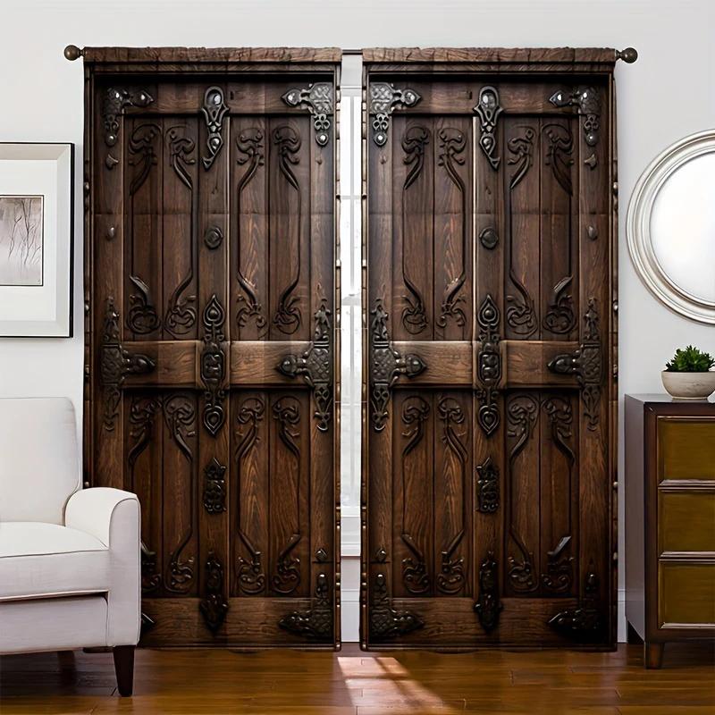 New fashionable wooden door decorative printed curtains, pole bag home decoration, room decoration