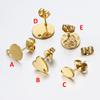 10pcs Stainless Steel Round Ear Studs for Earrings Base Jewelry Making DIY Gold Color Dangle Hole Charm Pendants Components