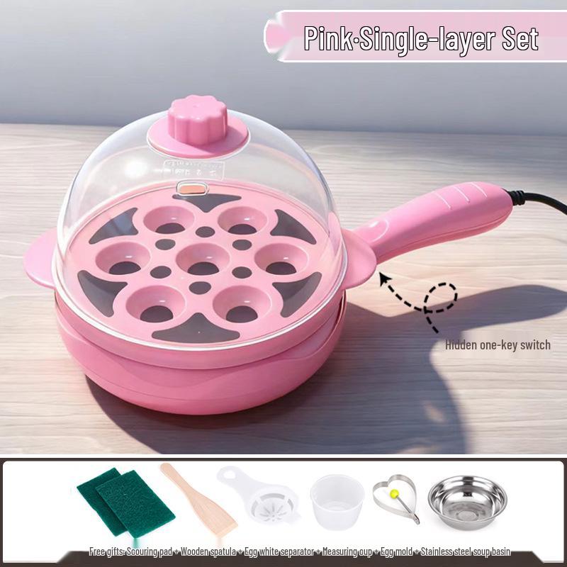 Mini Tigaie Electrică și Fierbător de Ouă: Aparat de gătit mic dejun multifuncțional, cu strat dublu