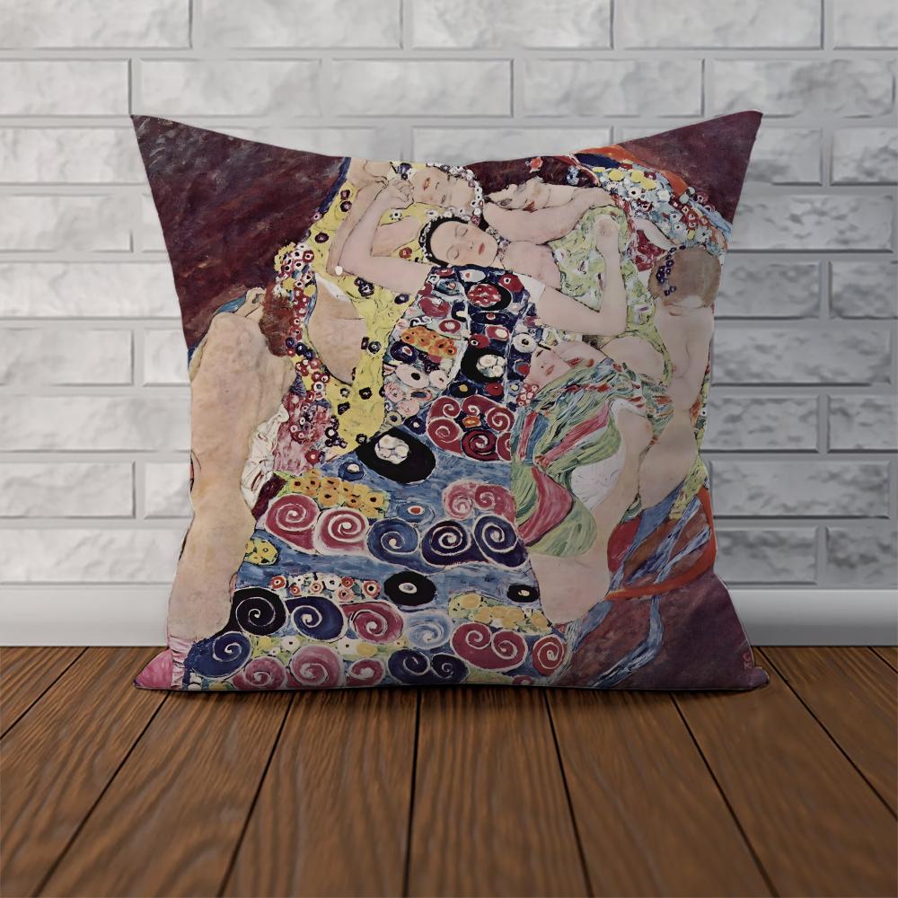 Gustav Klimt Art Pillow Case For Car Sofa Decorative Home Doublesided Print Plush Square Throw Pillow Cushion Cover