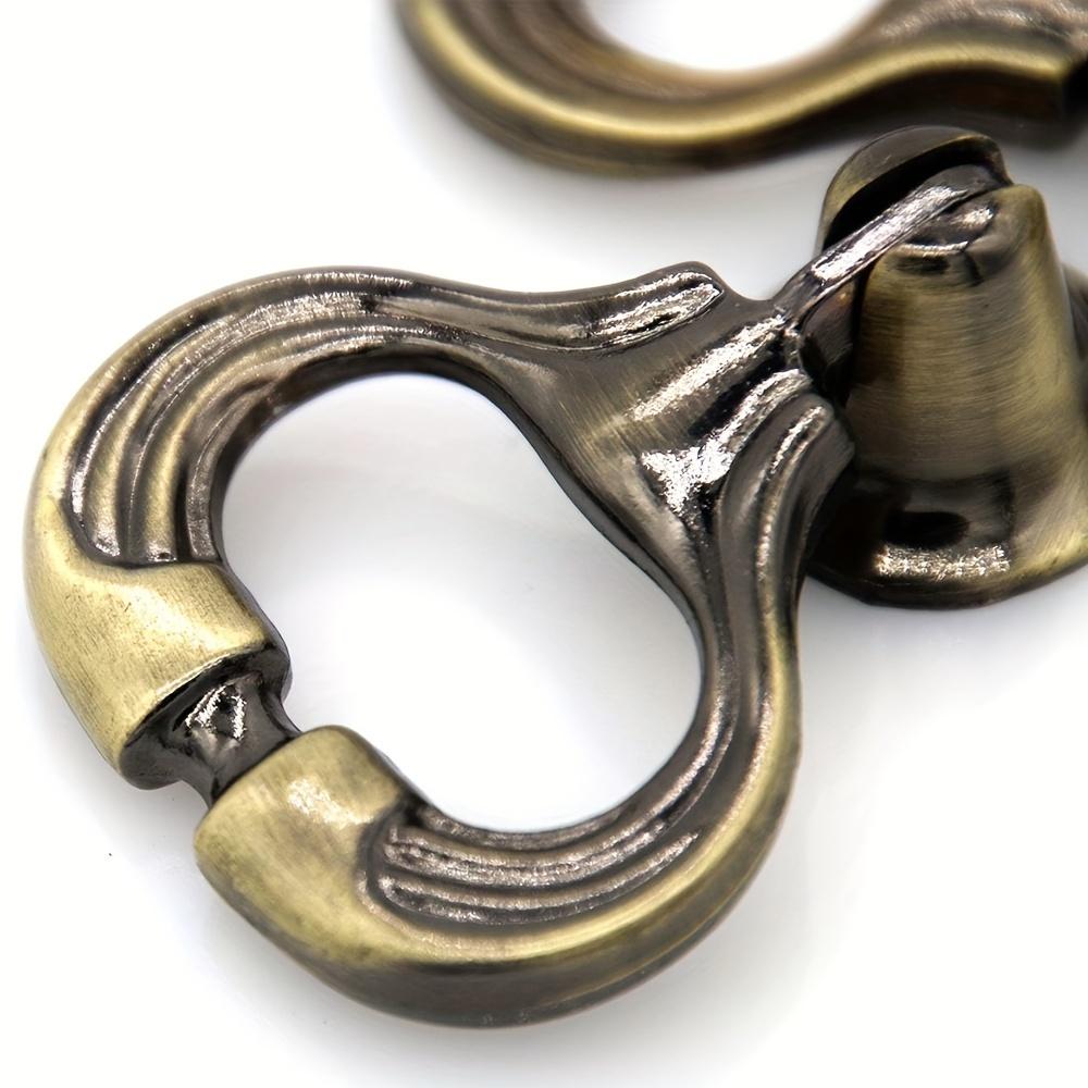 Vintage Zinc Alloy Drop Handles 5 Pcs Ring Pulls Knobs for Dresser Chest Drawers with Single Hole and 3 Screws