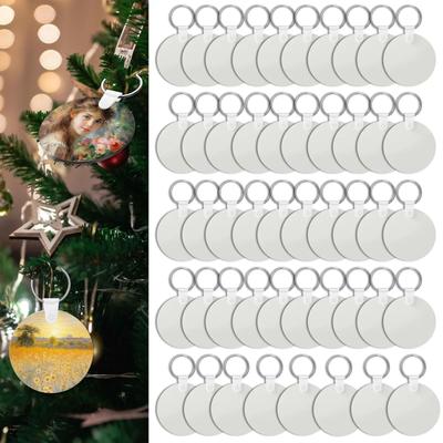 150Pcs Sublimation Keychain Blanks Bulk Rectangle Round Sublimation Blanks Keychain Blanks Set with Rings Clips for DIY Keychain