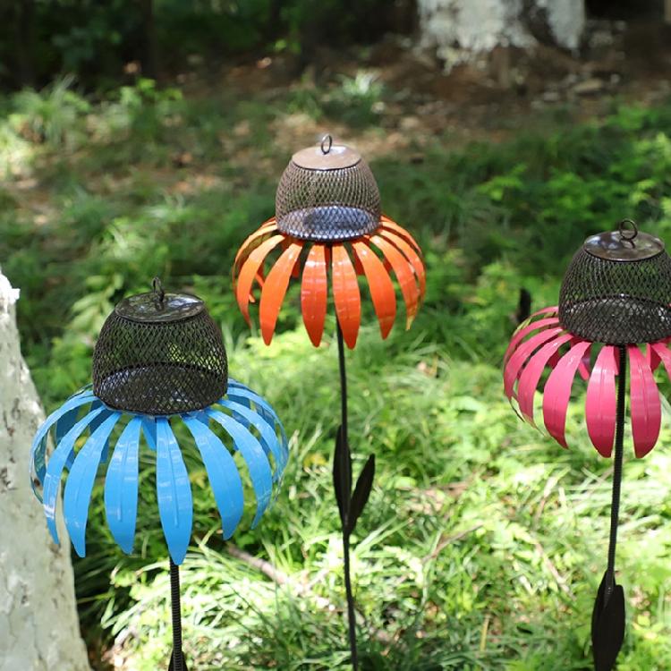Wild Bird Feeder Anti-Rust Coneflower Outdoor Metal Bird Feeders with Stand