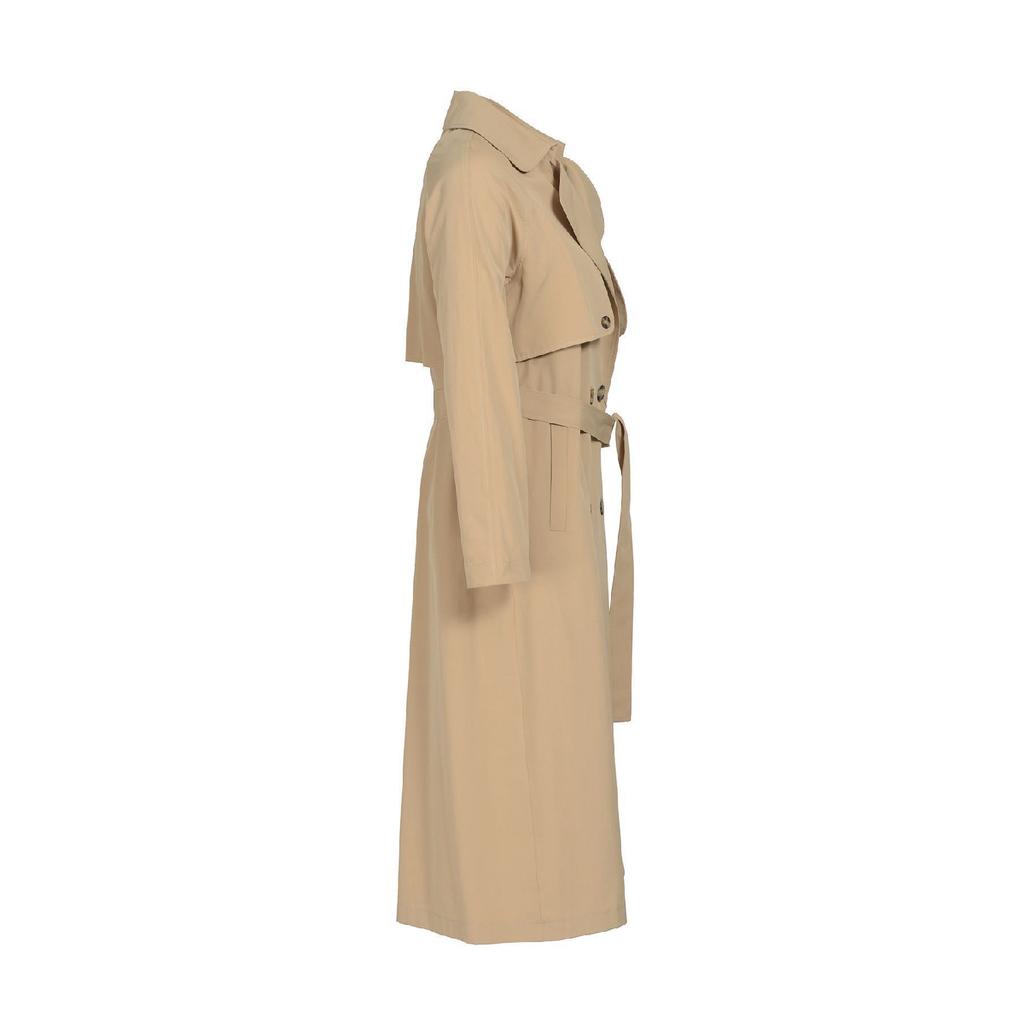 Raglan Sleeve Mid-length Double Breasted Trench Coat (120 Cm) Dark Beige 7558