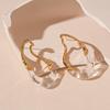 Geometric Water Drop Resin Earrings: Sterling Silver Needle, Gold-Plated, Irregular French Design for Women