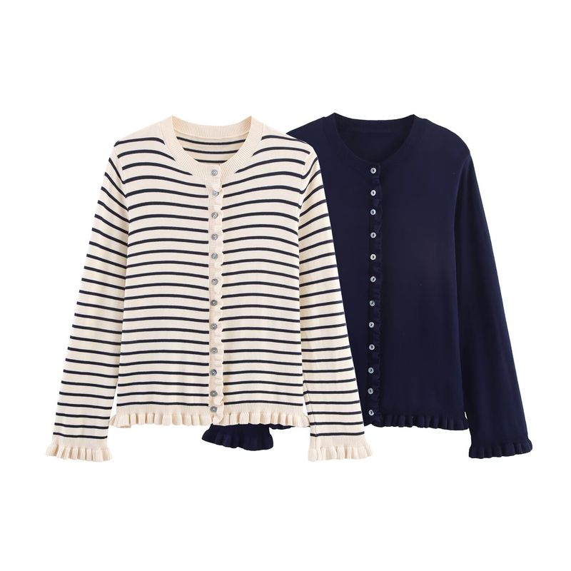 ZA New arrival women's clothing ZR Fashion wind Export Fashion laminated decorative round neck Long sleeves Knitting Outwear 3433100