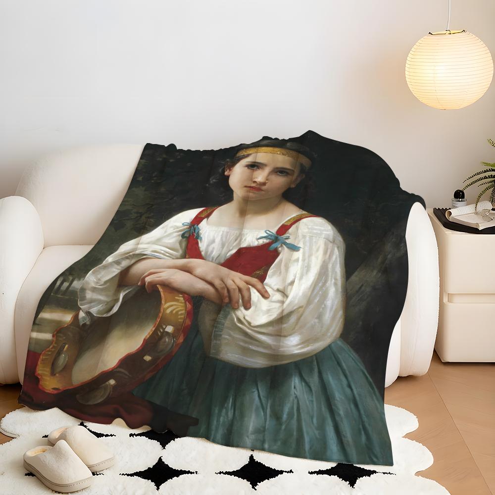 Artist W-William A-Adolphe B-Bouguereau Throw Flannel Throw Blanket, Lightweight Cozy, Durable Washable cute Cool