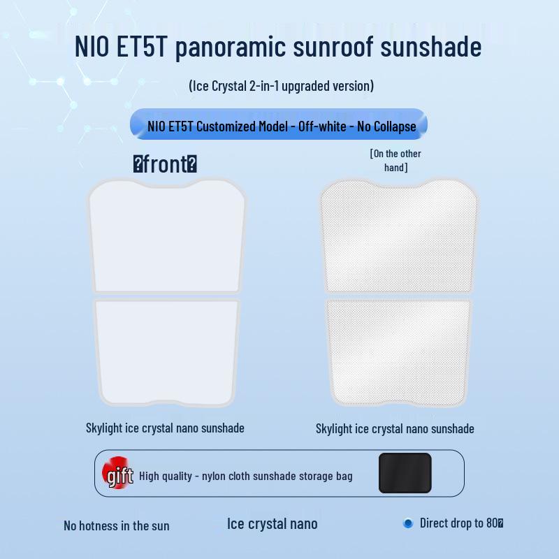Eiskristall-Sonnendach für 2023 NIO ET5T: Wärmedämmung, Sonnenschutz, Privatsphäre und Lichtblockierung.