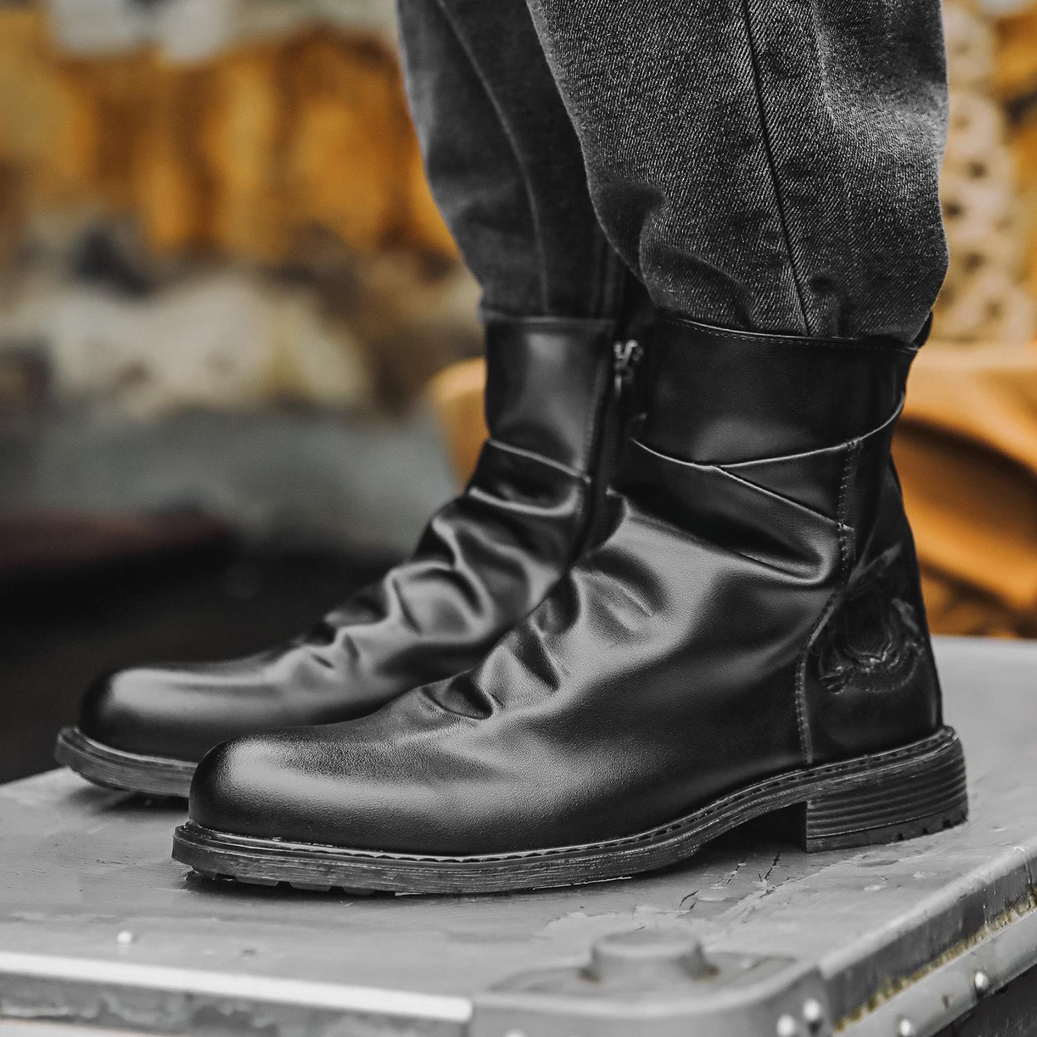 

Fashion Leather Chelsea Men Boots Business Dress Boots Shoes Men Black Brown Ankle Boots 39 чёрный