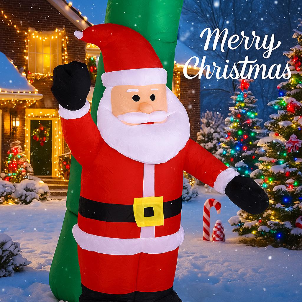 2,4 m LED-beleuchteter aufblasbarer Hofschmuck Bogen Weihnachtsmann Schneemann Spielzeug Weihnachten Zubehör Heimdekoration Schmuck Weihnachtsfeiertagsgeschenk