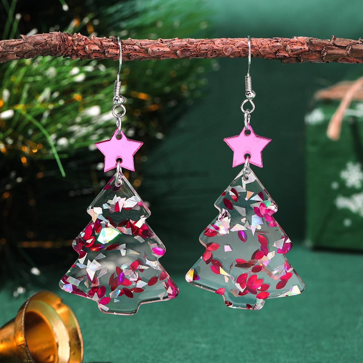 

Christmas Star Acrylic Earrings - Women s Festive Jewelry