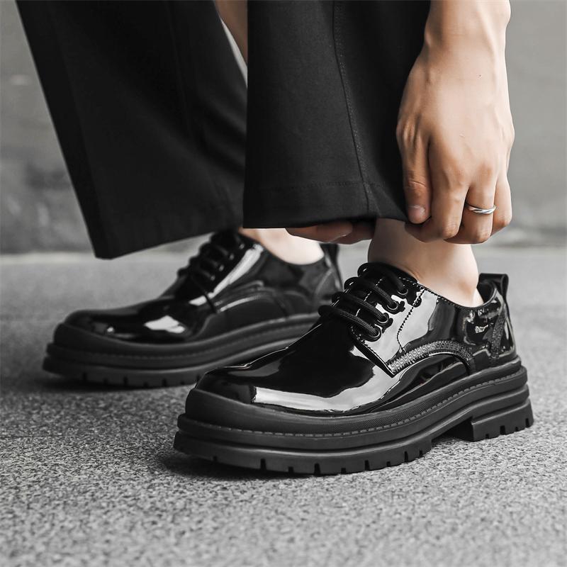 

Модные мужские туфли из кожи дерби, черные броги на шнуровке, однотонные, простые, деловые, повседневные, для вечеринок и свадеб, туфли на плоской подошве для мужчин 10 чёрный