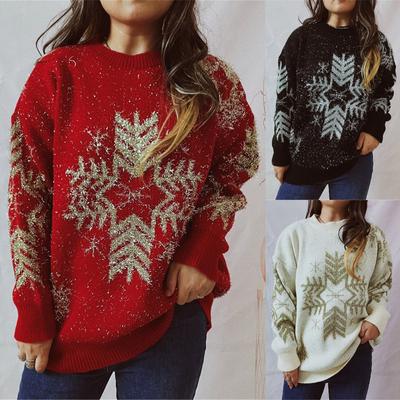 Women's Autumn/Winter Fashion Christmas Sweater  Round Neck Long  Seeve Sweater