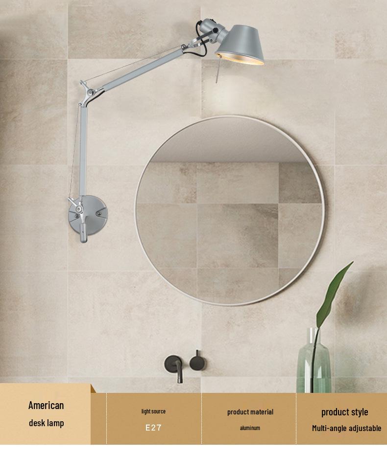 Adjustable Industrial Wall Lamp - Modern Rotatable Design for Bedroom & Living Room