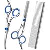 Dog Grooming Scissors with Safety Round Tip,Pet Grooming Scissors Kit,Dog Shears for Grooming,Incude Thinning,Curved Grooming Scissors and Comb for