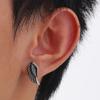 Stainless Steel Jewelry Vintage Devil Wing Man Earrings Angel Wing Feather Stud Gothic Dad Boyfriend Valentine's Day Gift
