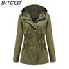 BITCED Lightweight Trench Coat Mid-Length Hooded Jacket Long Sleeves Fitted Waist Outdoor Rainproof Clothing