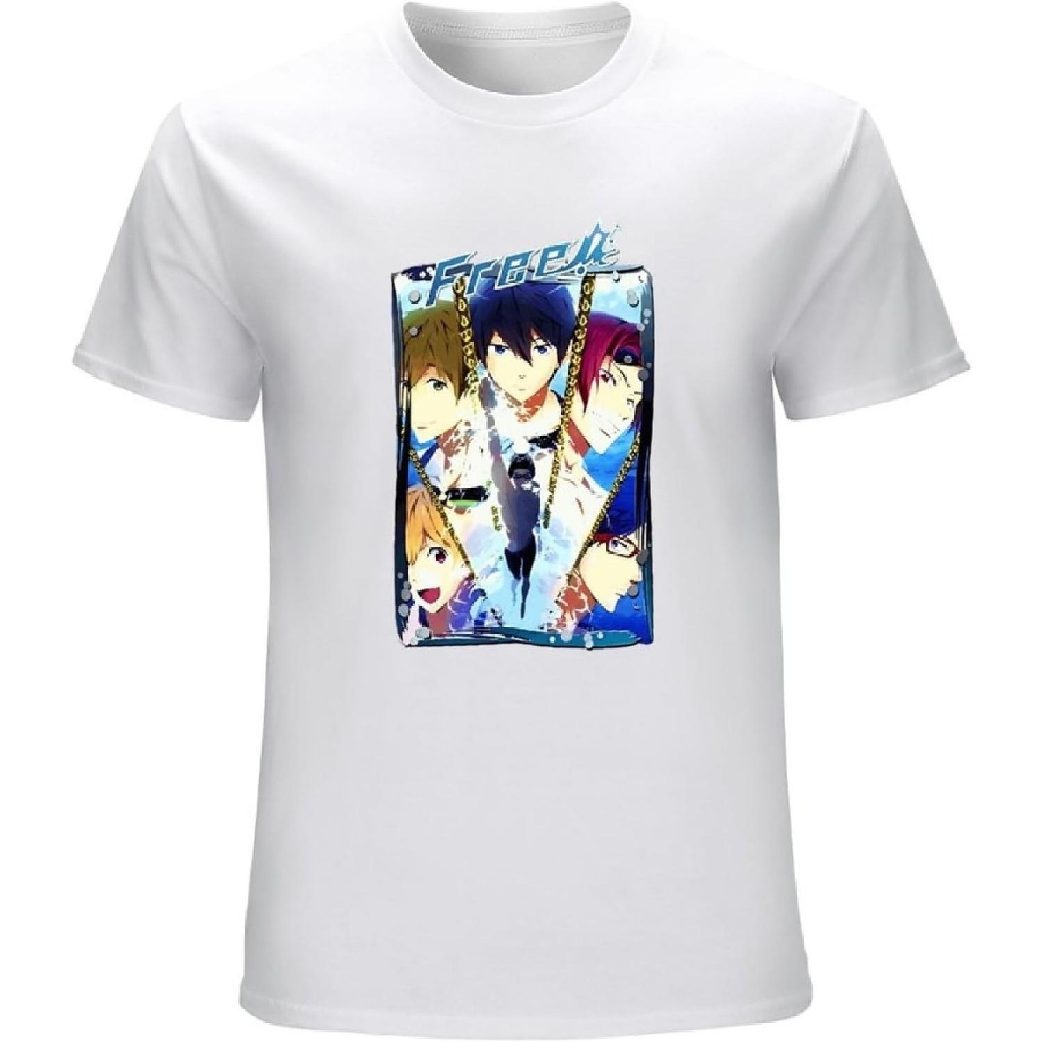 BLWANG Men s Iwatobi Swim Club Anime T-Shirts White S