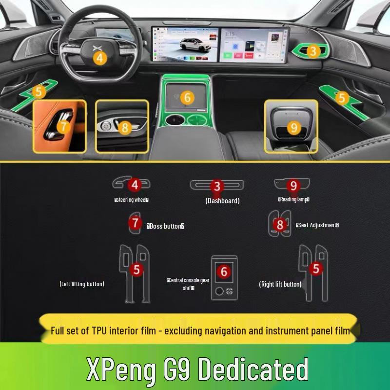 24X Xiaopeng G9 Dashboard & Gear Shift Transparent Protector Film