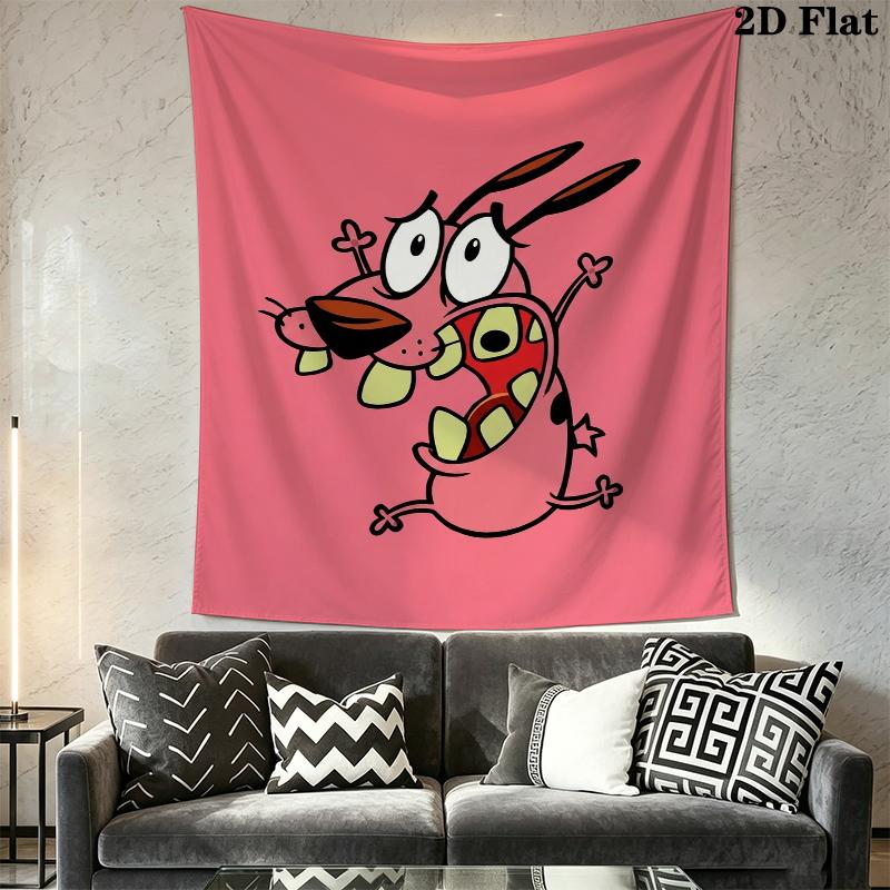 Courage the Cowardly Dog Wall Tapestry Aesthetic Wall Hanging Printed Fabric Blanket Decorative Tapestries for Bedroom Living Room Home Decor