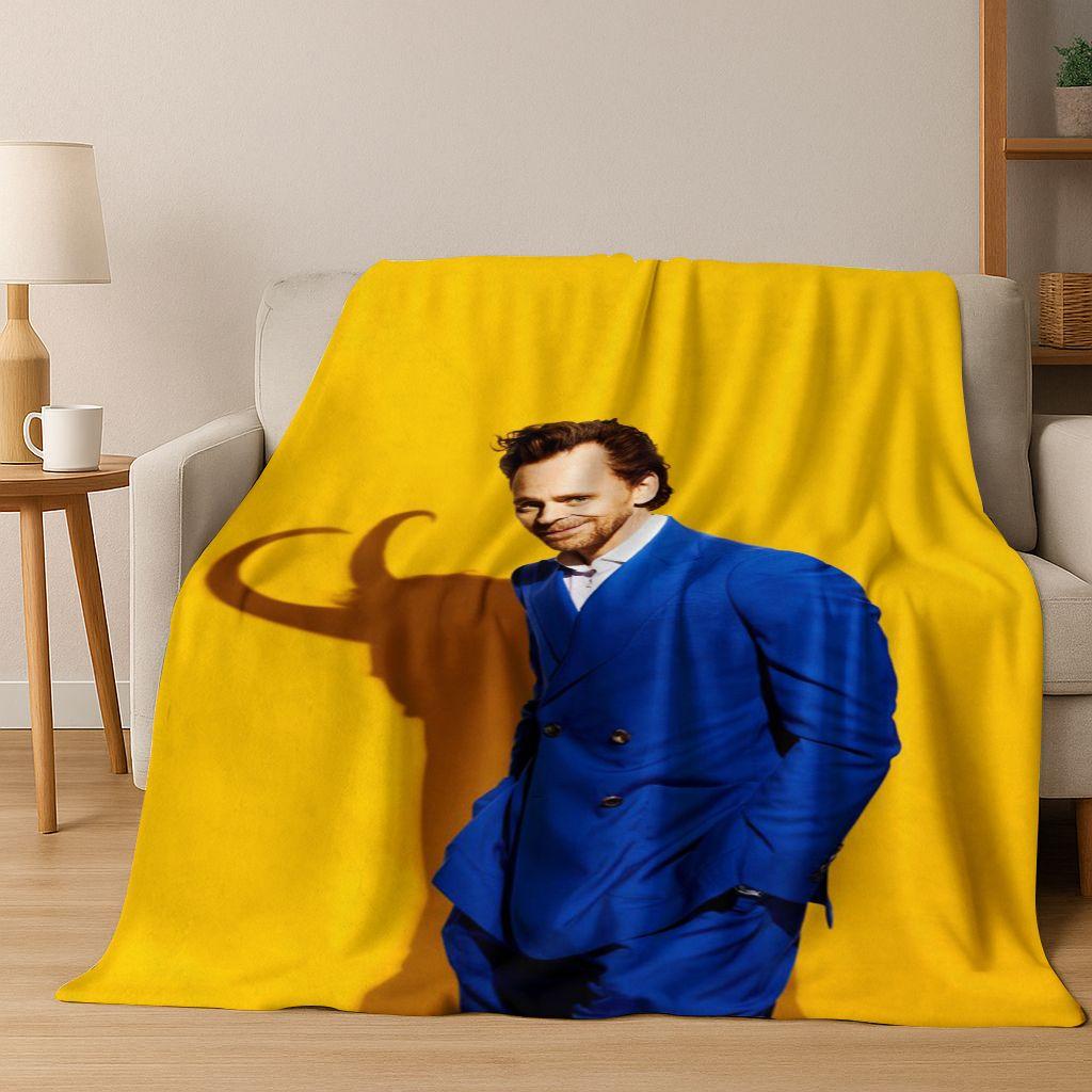 3D Tom Hiddleston Art Actor Star Flannel Blanket,Cozy Soft Throw Blanket for Home Bedroom Bed Sofa Picnic Office Cover Kids Gift