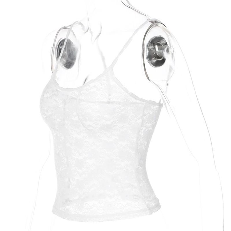 Sleeveless Sexy Lace Hollow Out Sheer Summer Sweet Crop Tops for Women Club Party Y2K Cami Tops Streetwear Clothes