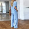 Fashionable And Sexy Women's Spring And Summer Retro Elastic Waist Strap Linen Suit Women's Fashion Color Casual Two-piece Set