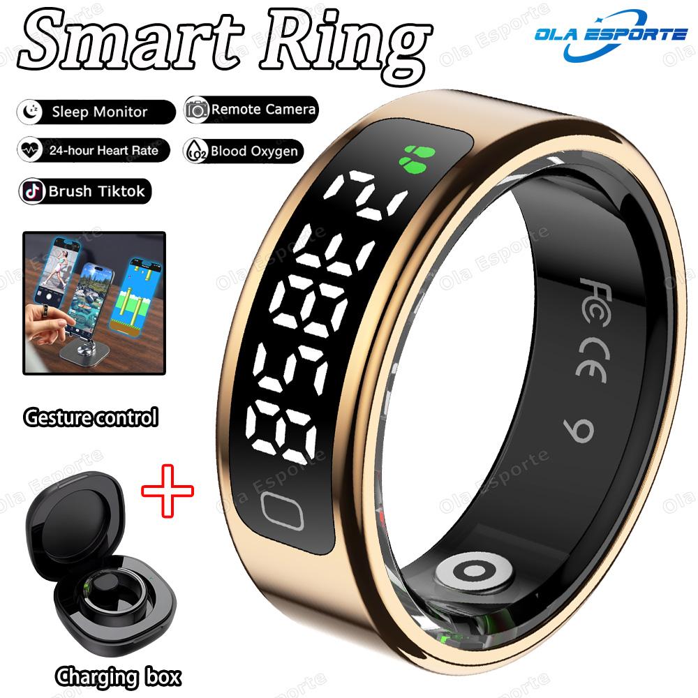 Anello Intelligente R11 con Schermo Display e Touch, Contatore Tasbih Zikr, Con Scatola di Ricarica, Gestore della Salute, Impermeabile 5ATM Per Android
