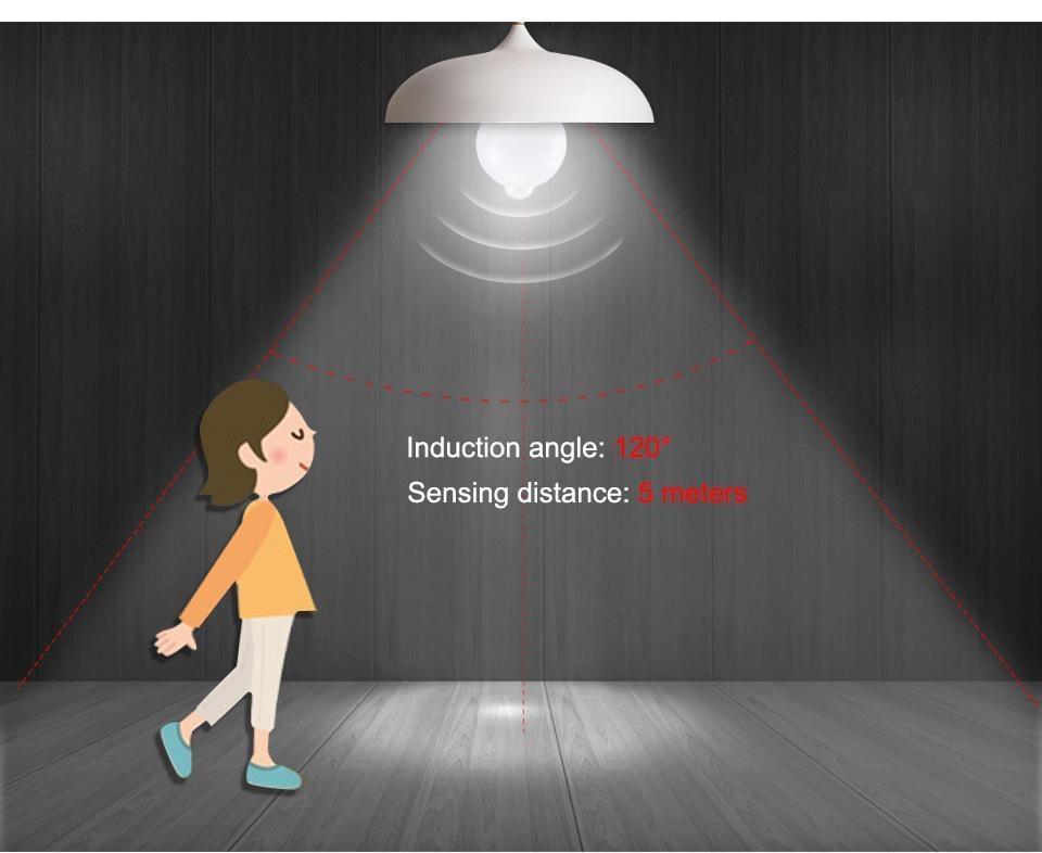 220V E27 PIR Motion Sensor Lamp 12W 15W 18W LED Bulb with Motion Sensor Infrared Radiation Motion Detector Night Lights 1pcs