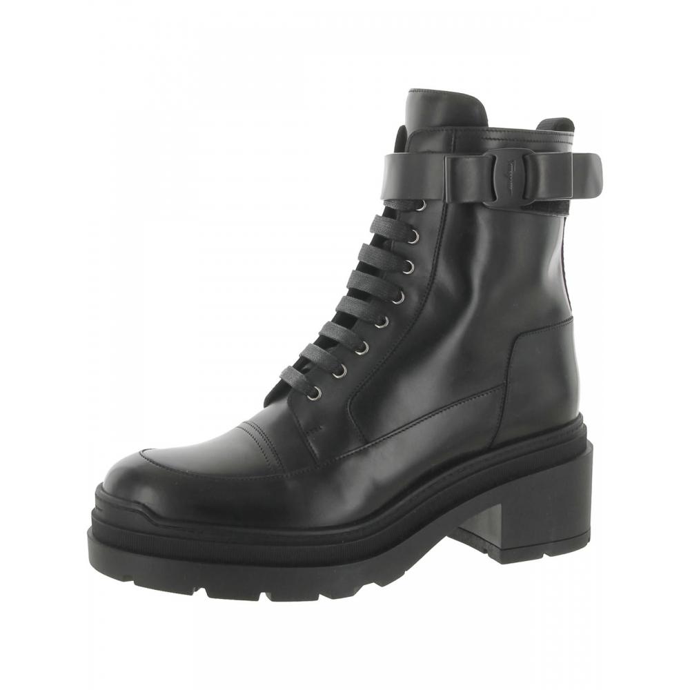 

Женские кожаные армейские мотоциклетные ботинки Salvatore Ferragamo