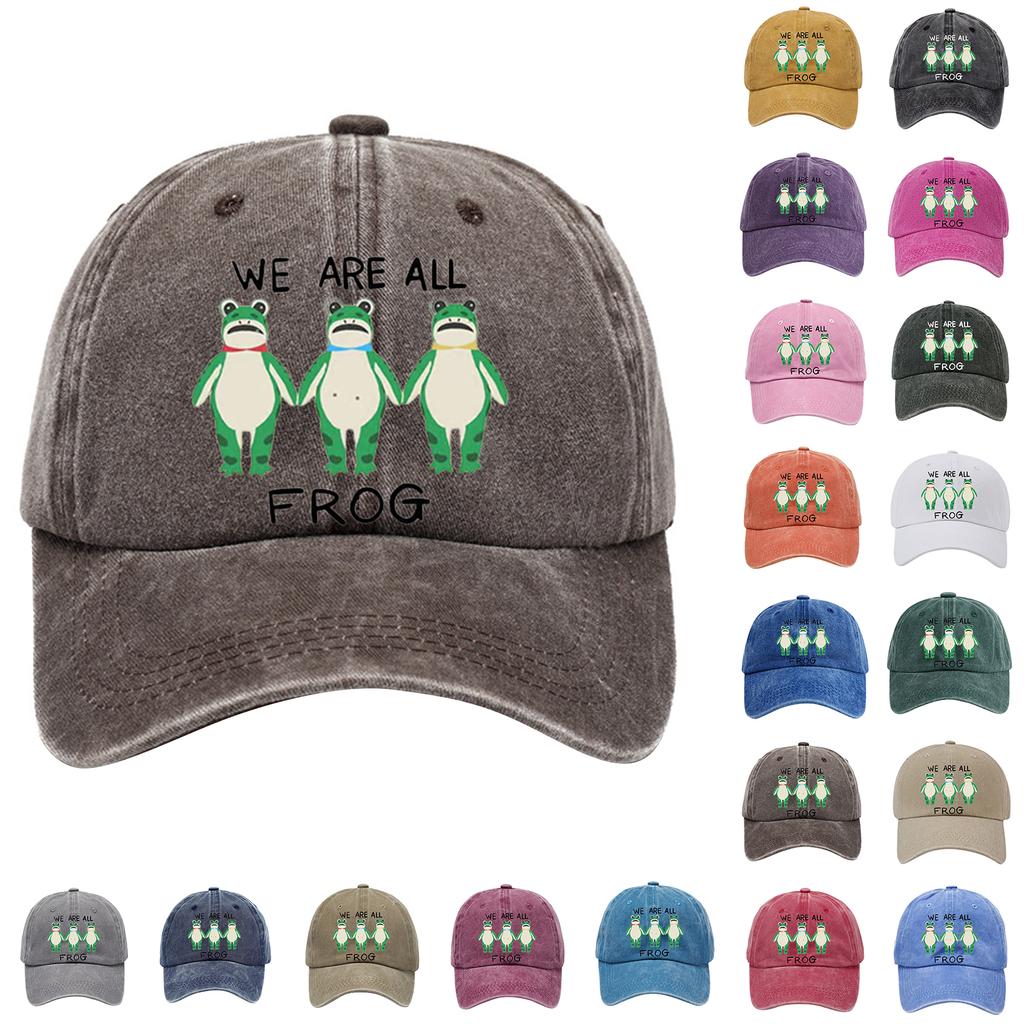 Men's Washed Cotton Baseball Cap With Printed Distressed Soft Top Denim Hat, Vintage Hat