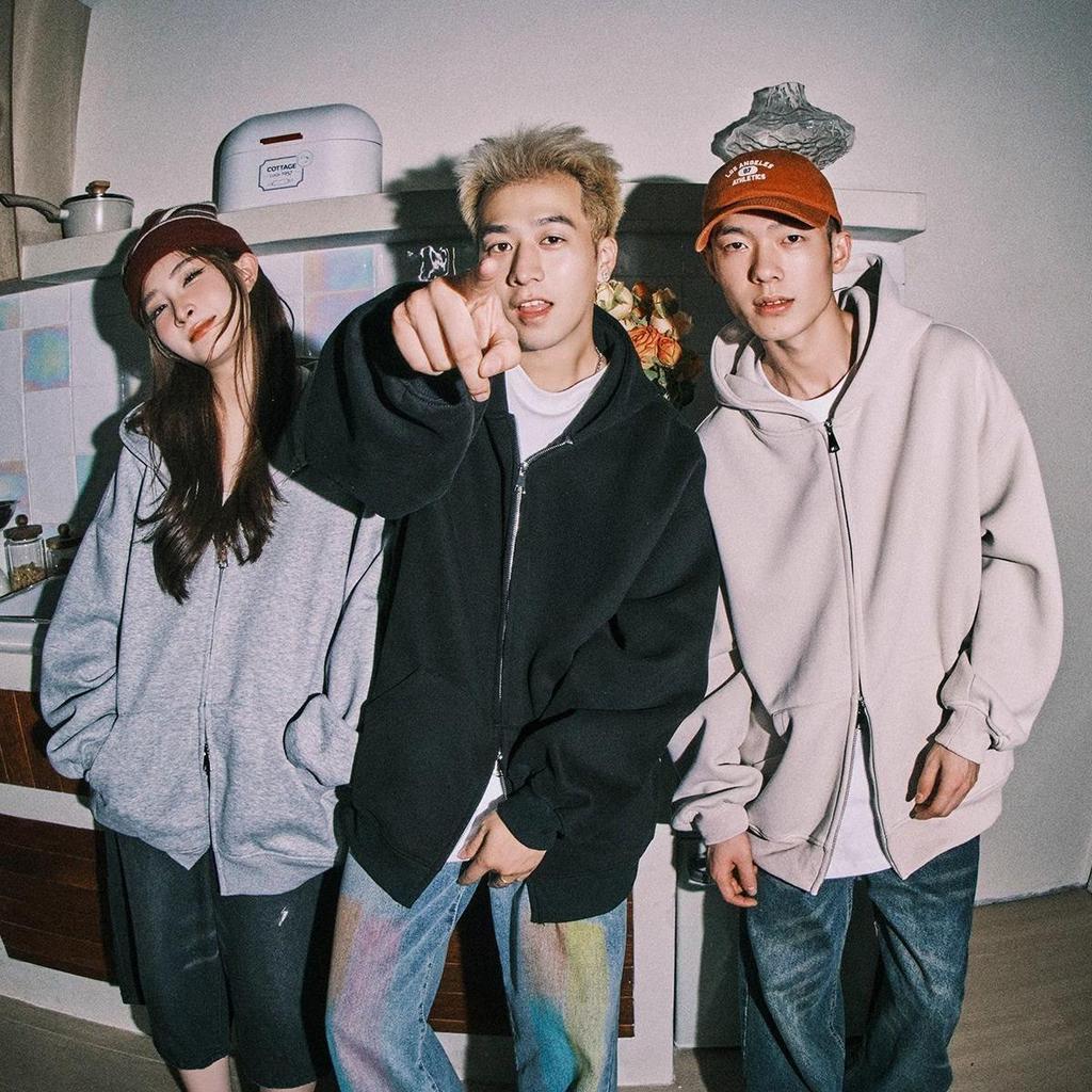 Unisex Solid Color Double Zipper Hoodie for Spring & Autumn