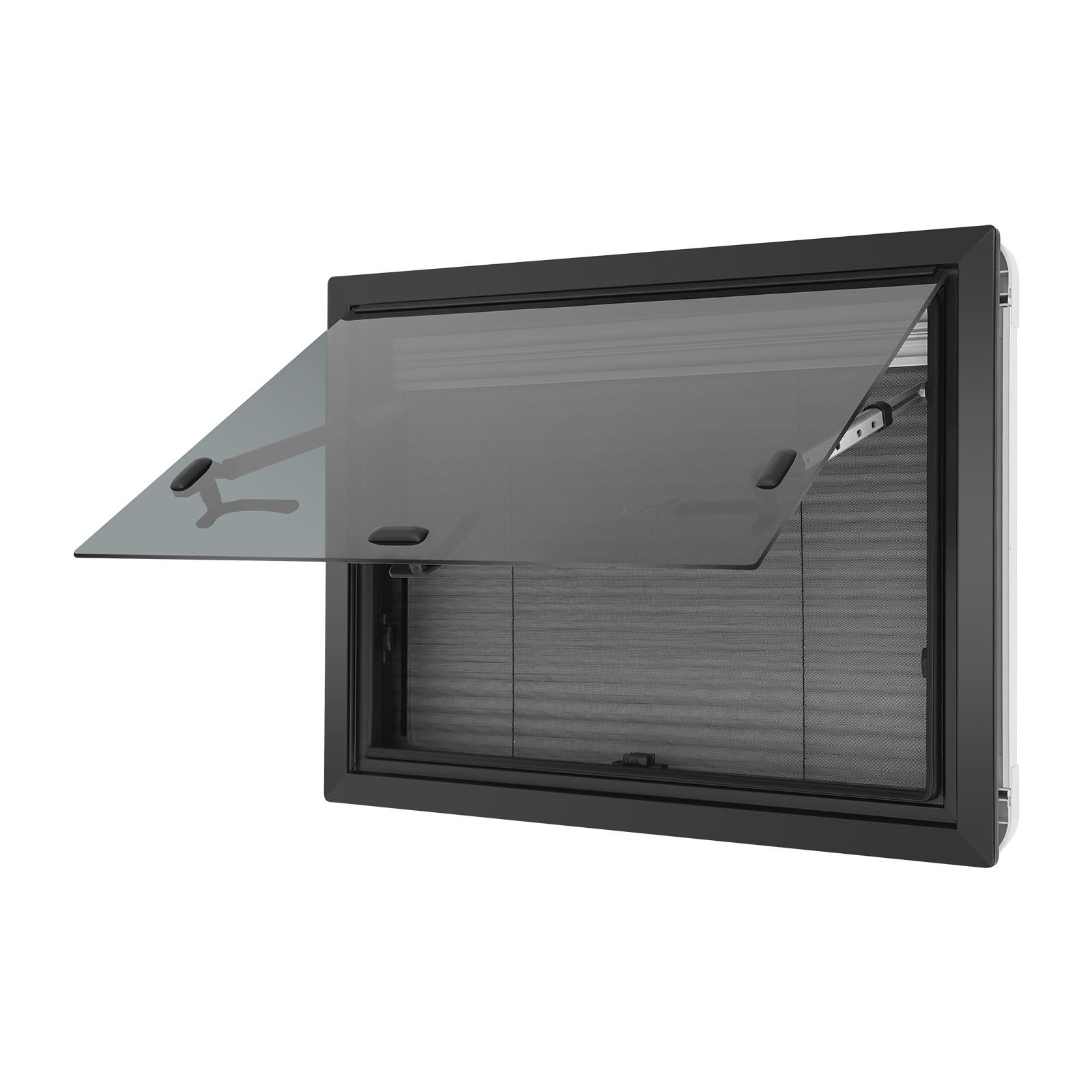 

RV Push Out Window Aluminum Alloy & Tempered Glass with Screen, for Caravan Trailer Conversion Van 30-80mm Wall чёрный