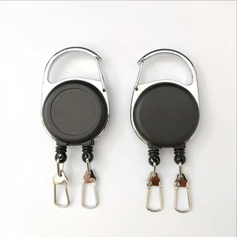 Retractable Keychain Badge Scroll ID Badge Holder Card Holder Backpack Lanyard Hiking Buckle Key Ring Double Headed