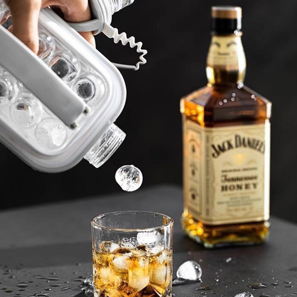 2 In 1 Folding Ice Maker Water Bottle Silicone Ice Cube Tray Ice Grid Mold Kawaii Bottle Camping/Office/Cocktail Essential Kitchen Tools