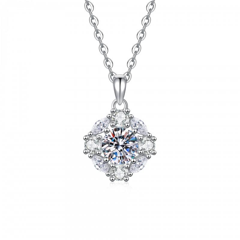 Moissanite Rose Necklace 1ct Choker Luxury Small Style Women
