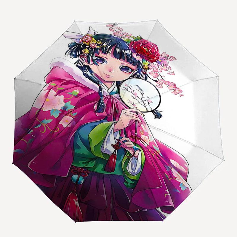 1pc Cherry Blossom Princess Outdoor Umbrella - Automatic Opening/Closing, Portable Tri-Fold Design with 8-Bone Iron Frame, Perfect Gift for Fans,