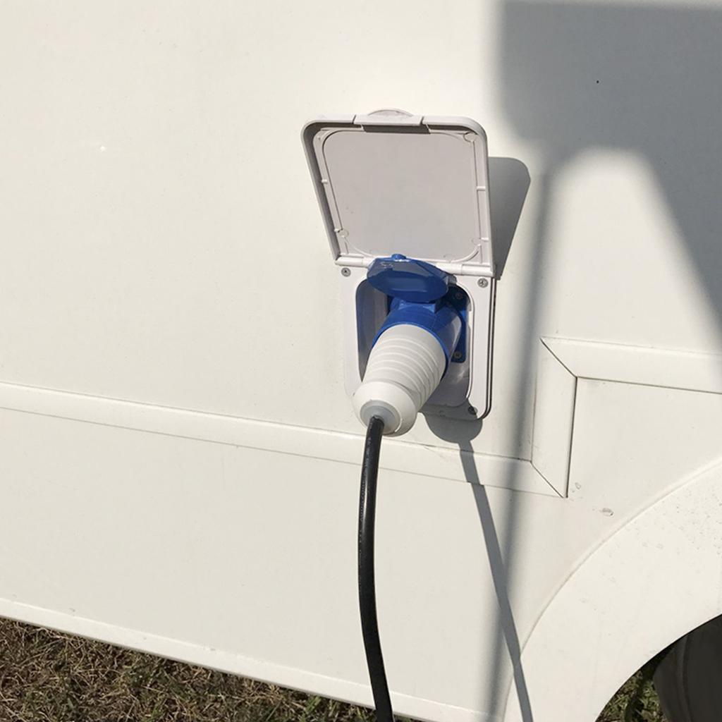 Motorhome Plug 16A 220V-240V Waterproof External 3 Pin Flush Female Socket for RV Caravan Trailer Power Outlet Power Interface