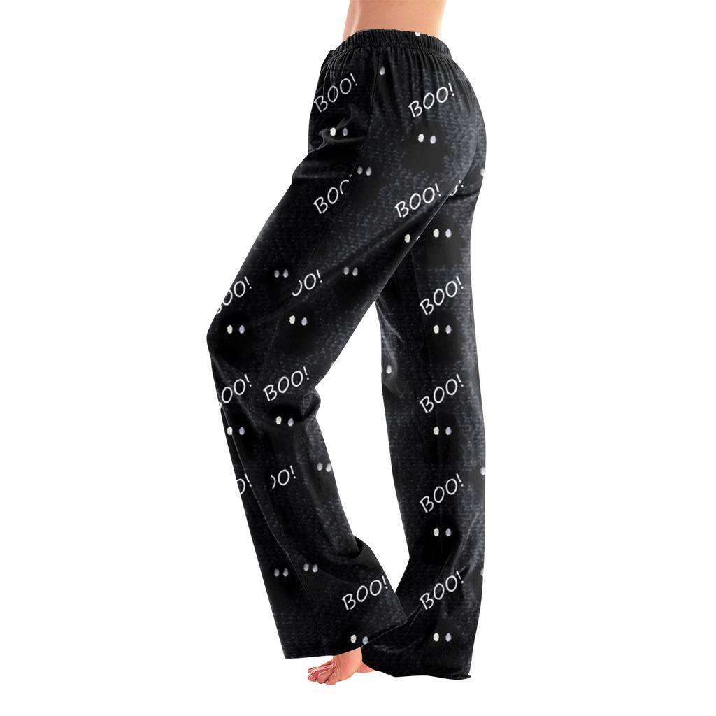 Pajama Pants Sleepwear Casual Drawstring Elastic Waist Pants Comfy Straight Yoga Loose Trousers